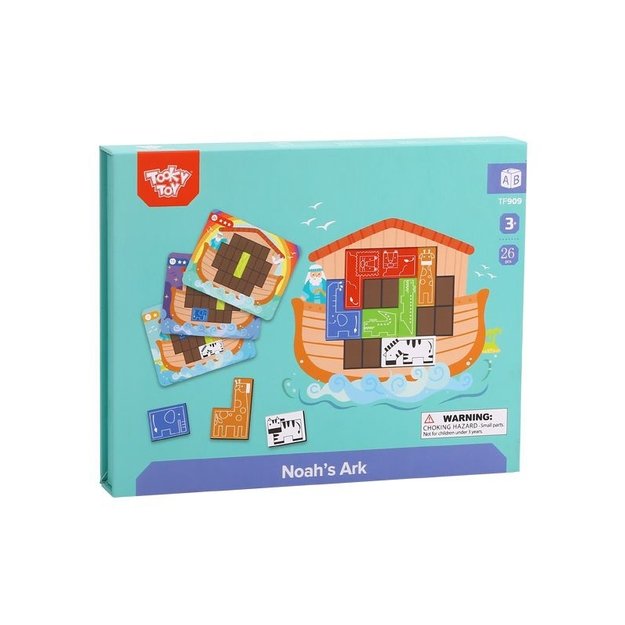 Medinė magnetinė dėlionė vaikams 26 vnt. - Nojaus arka Tooky Toy 8