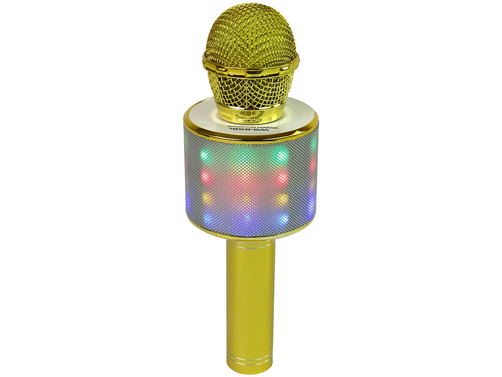 Belaidis karaoke mikrofonas su garsiakalbiais ir įrašymo funkcija WS-858, auksinis