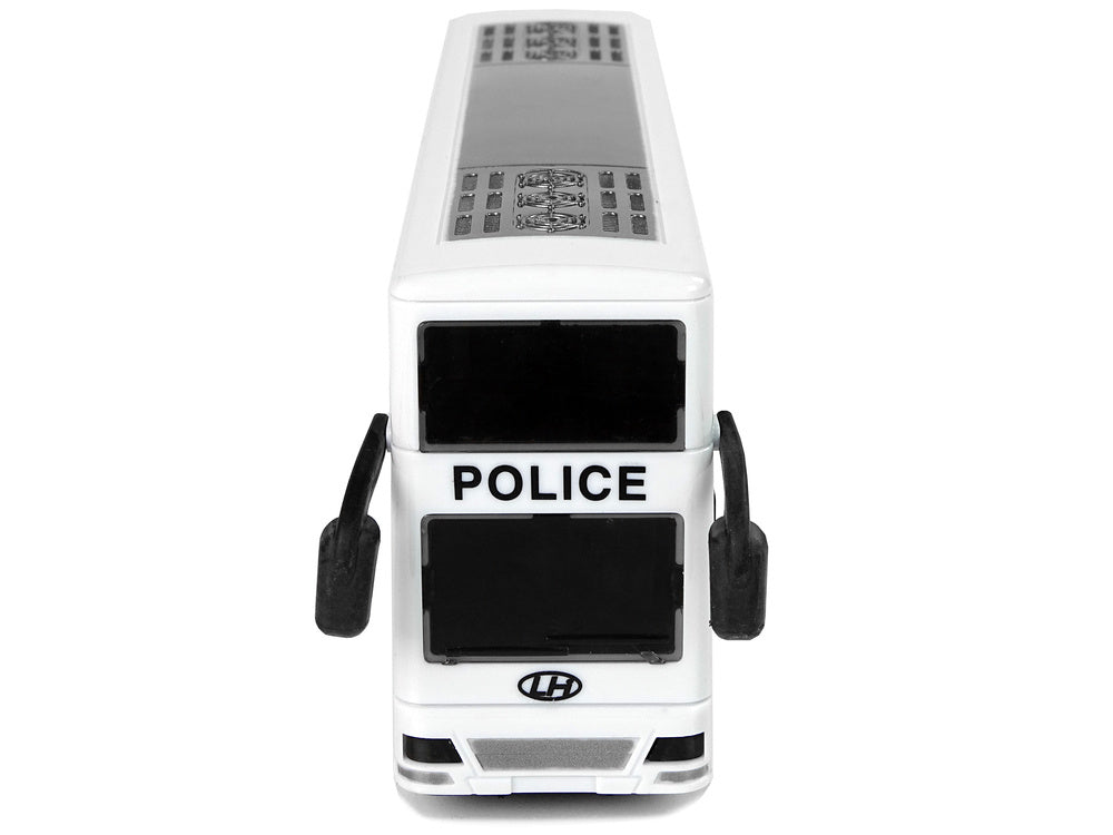 Dviaukštis policijos autobusas su šviesos ir garso efektais