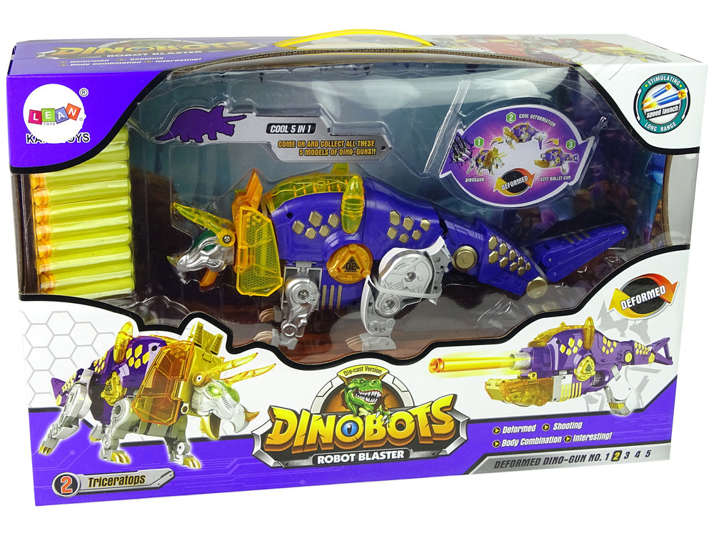 Transformeris dinozauras Dinobots 2in1 su šaudymo funkcija, mėlynas