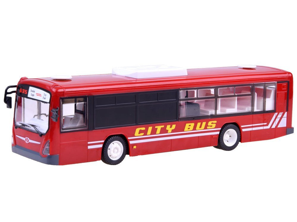 Nuotoliniu būdu valdomas autobusas, raudonas