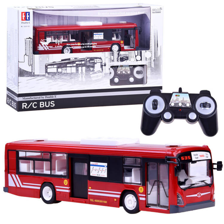Nuotoliniu būdu valdomas autobusas, raudonas