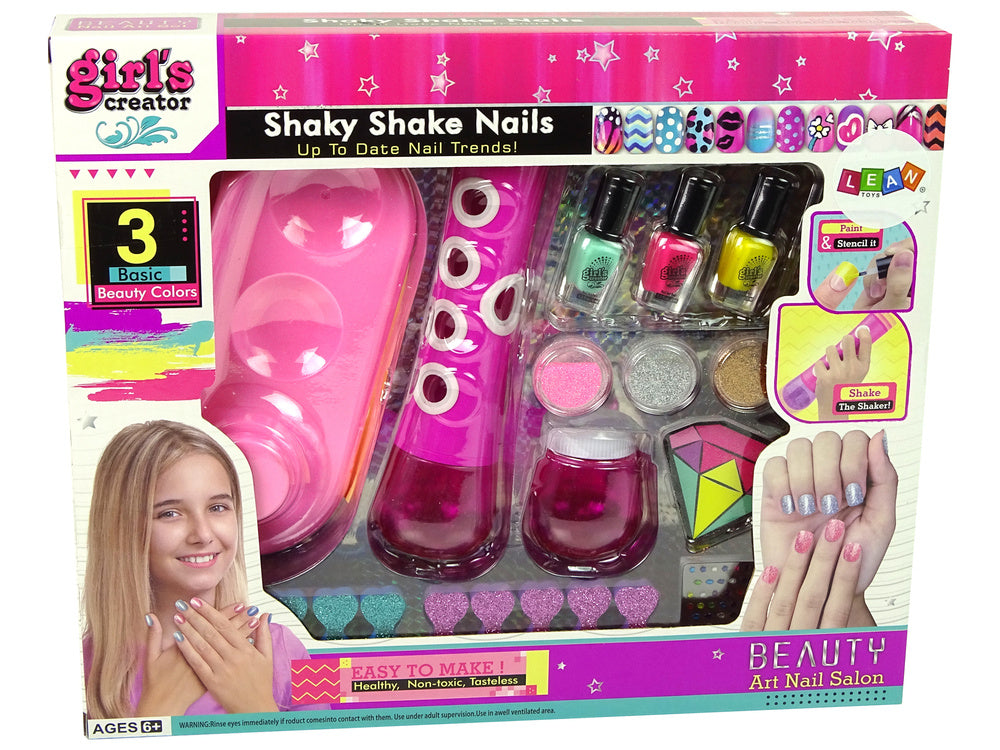 Manikiūro rinkinys su blizgučių dozatoriumi