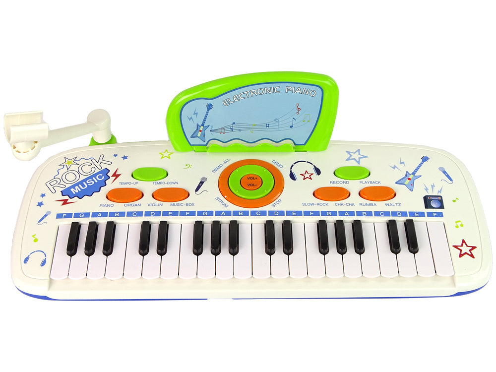 Elektrinis pianinas su mikrofonu Blue USB MP3, 37 klavišai, baltas