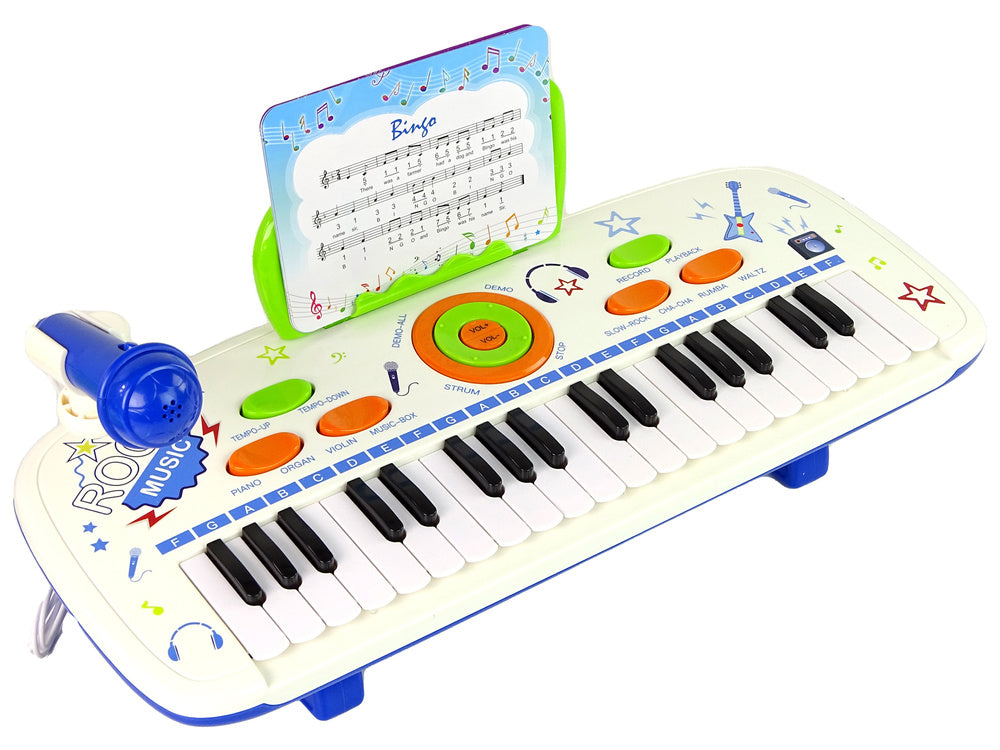 Elektrinis pianinas su mikrofonu Blue USB MP3, 37 klavišai, baltas