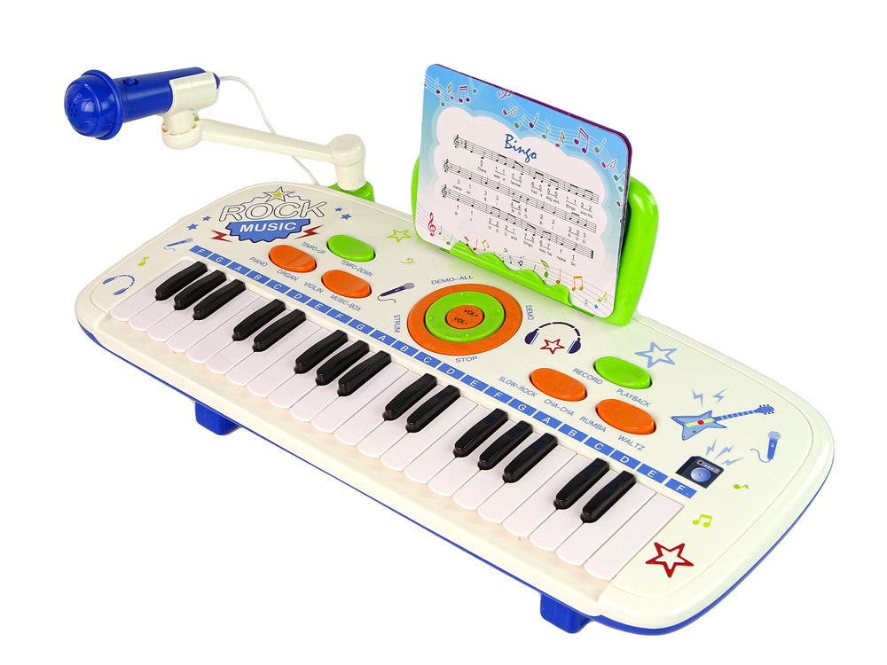 Elektrinis pianinas su mikrofonu Blue USB MP3, 37 klavišai, baltas