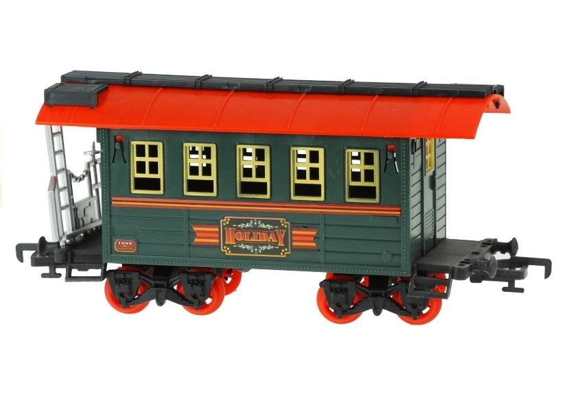 Klasikinio traukinio komplektas su dideliais vagonais 650 cm + bėgiai