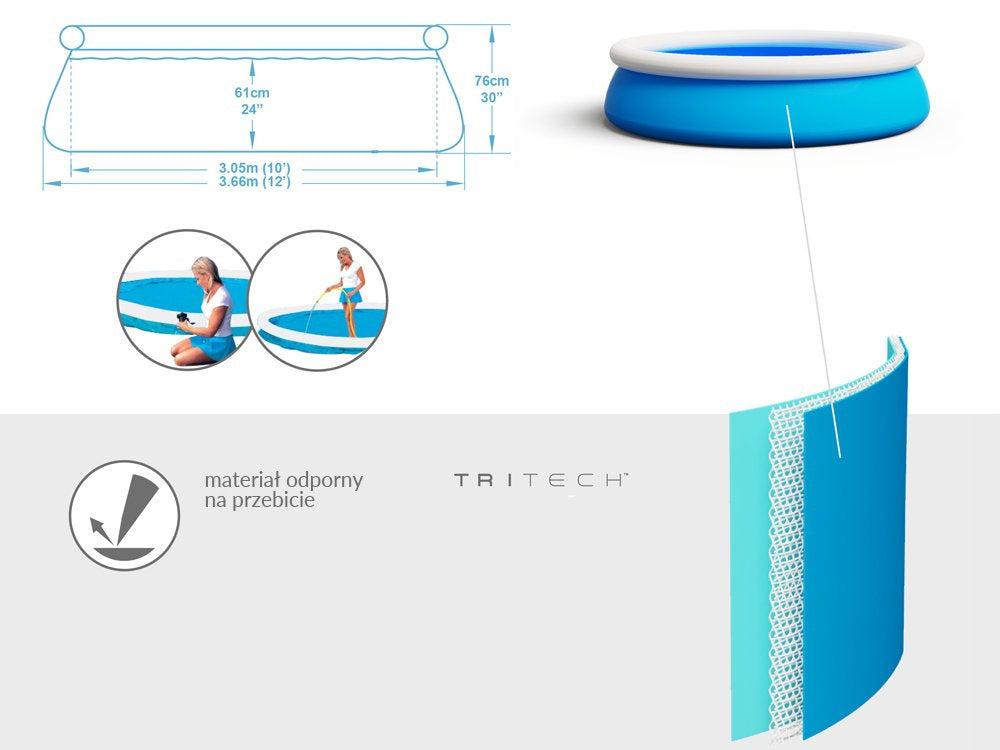 Pripučiamas baseinas vaikams 366 cm x76 cm, Bestway