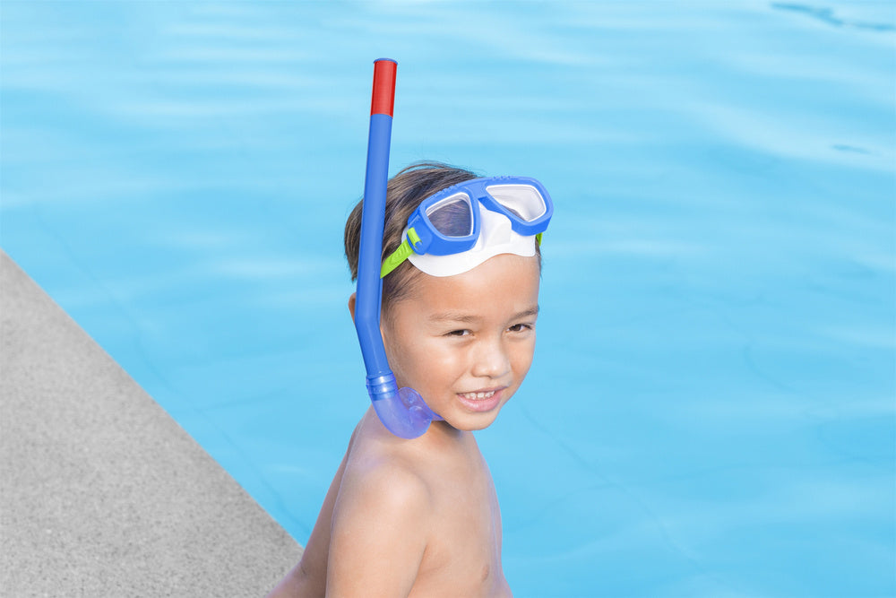 Nardymo kaukė su vamzdeliu, tamsiai mėlyna