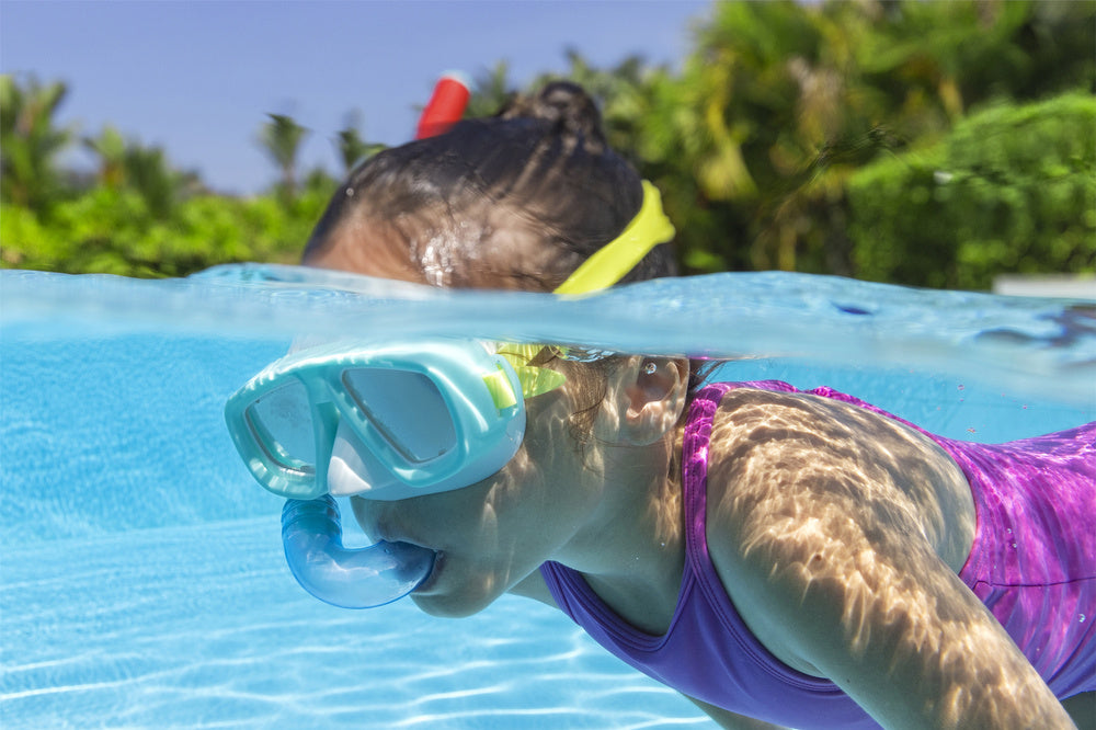 Nardymo kaukė su vamzdeliu , žydra