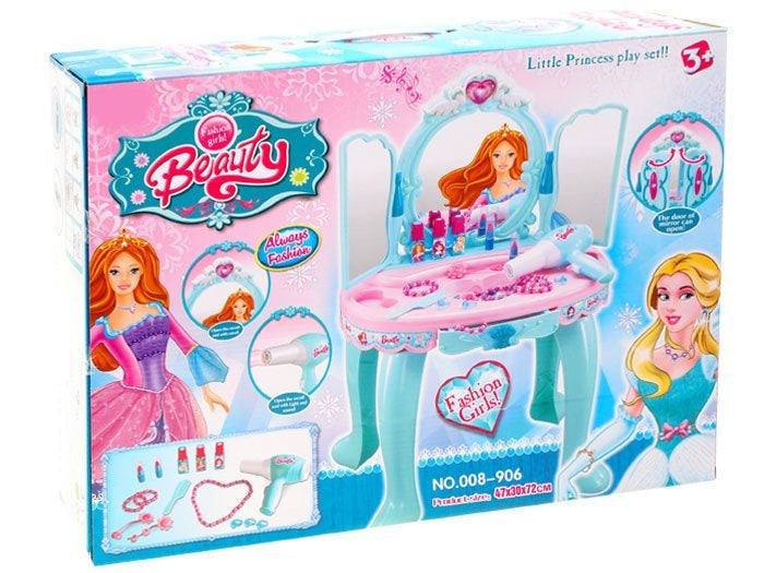 Tualetinis staliukas su veidrodžiu, mėlynas