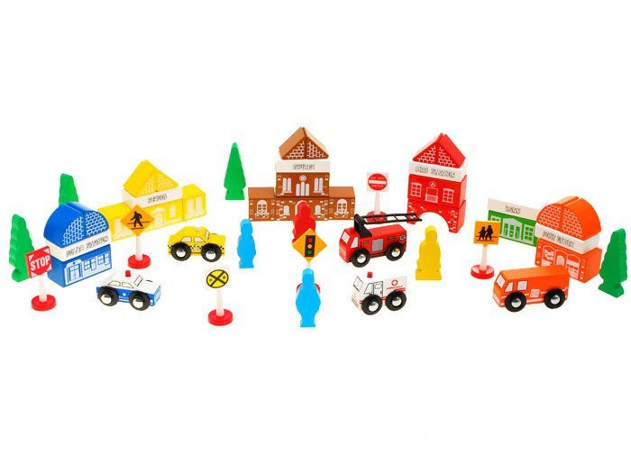 Mediniai blokeliai linksmybių miestas 47 vnt. Fun Town