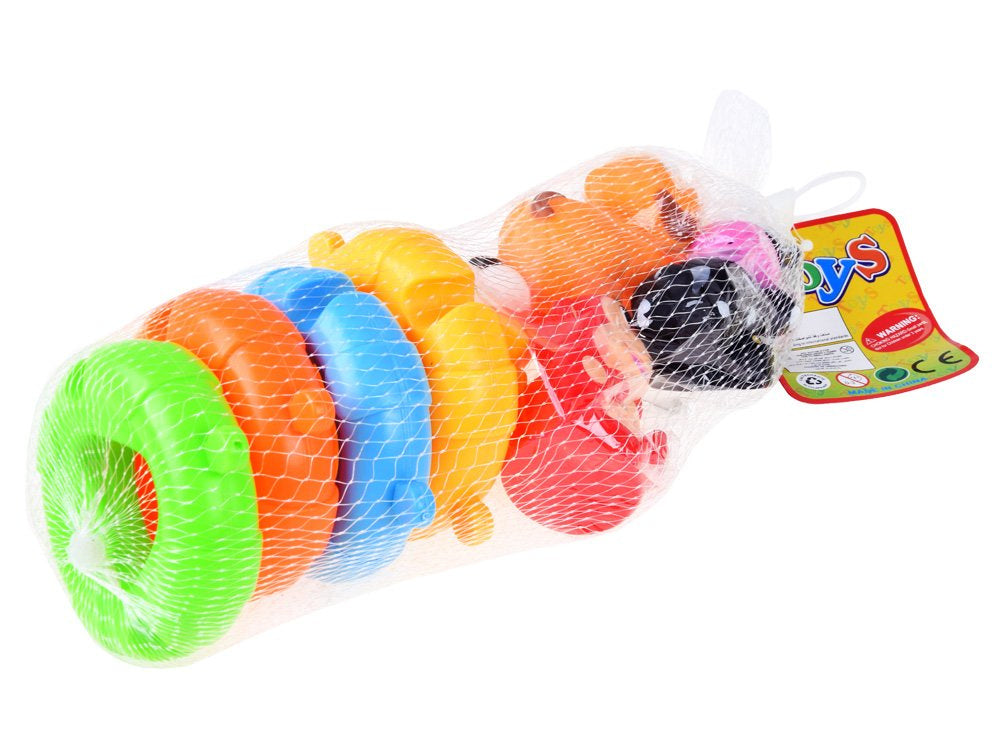 Vonios žaislai, gyvūnai ant plaukiojančių plaustų