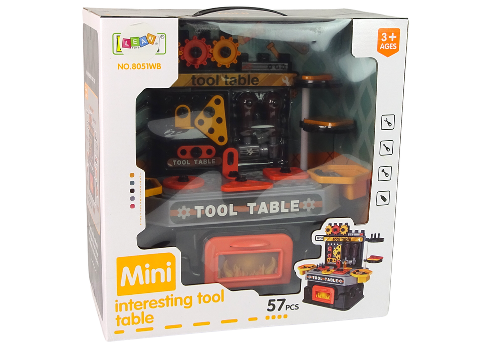 Dirbtuvių stalas su įrankiais, 57 dalys