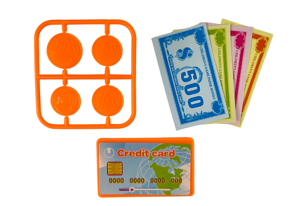 Vaikiškas kasos aparatas su priedais, mėlynas