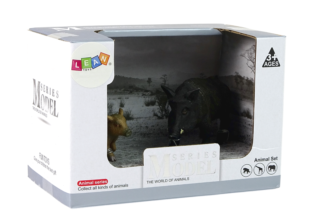 Figūrėlių rinkinys, juodas šernas su jaunikliu