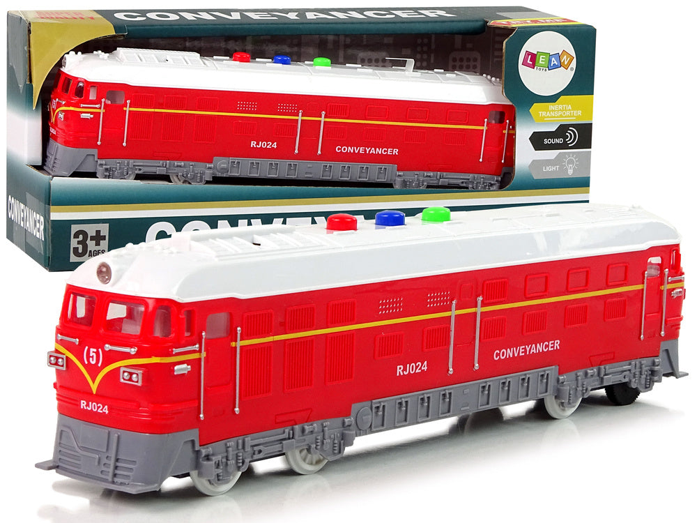 Raudonas traukinys 1:32 su šviesos ir garso efektais