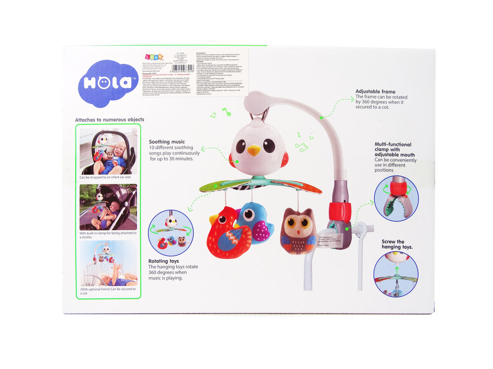 Karuselė lovytei kūdikiams su paukščiais