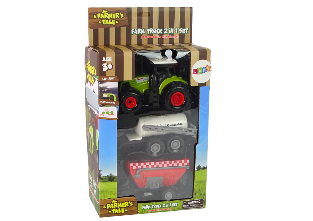 Ūkininko traktorių rinkinys su priekabomis