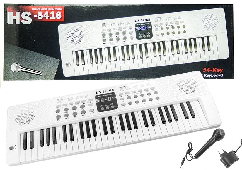 Žaislinis pianinas vaikams HS5416 54 klavišai, baltas