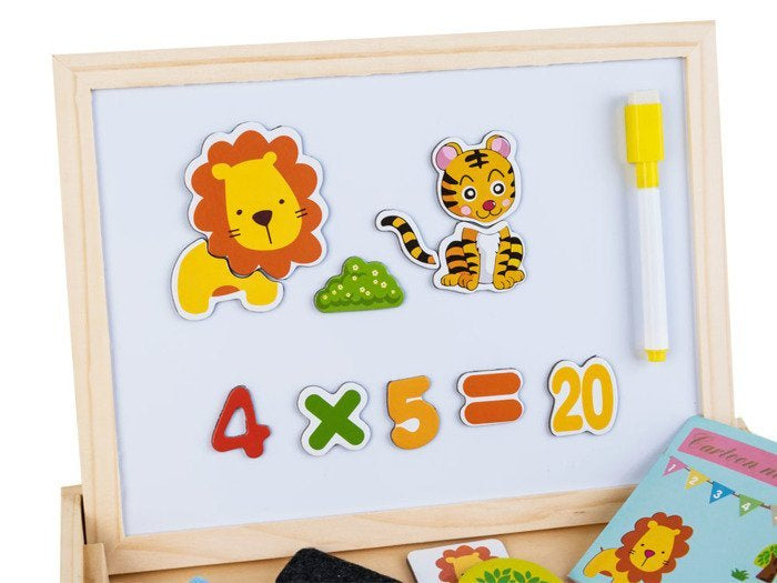 Medinė magnetinė ir kreidinė lenta su priedais