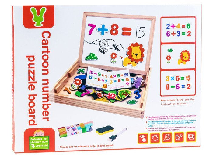 Medinė magnetinė ir kreidinė lenta su priedais