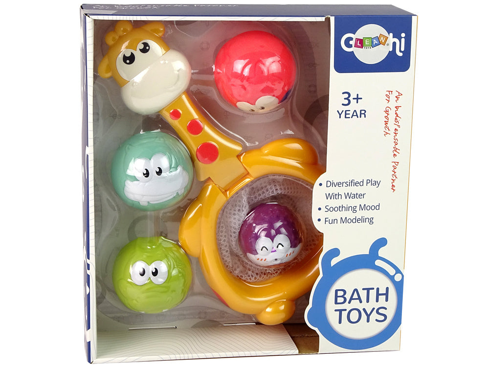 Vonios žaislas žirafa su guminiais kamuoliukais