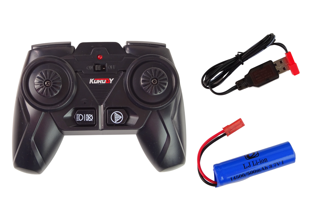 Nuotoliniu būdu valdomas metalinis traktorius, juodas