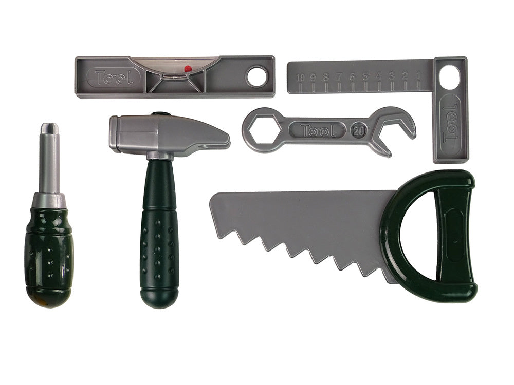 Meistro rinkinys dėkle su atsuktuvu su baterijomis, žalias