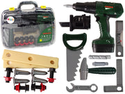 Meistro rinkinys dėkle su atsuktuvu su baterijomis, žalias