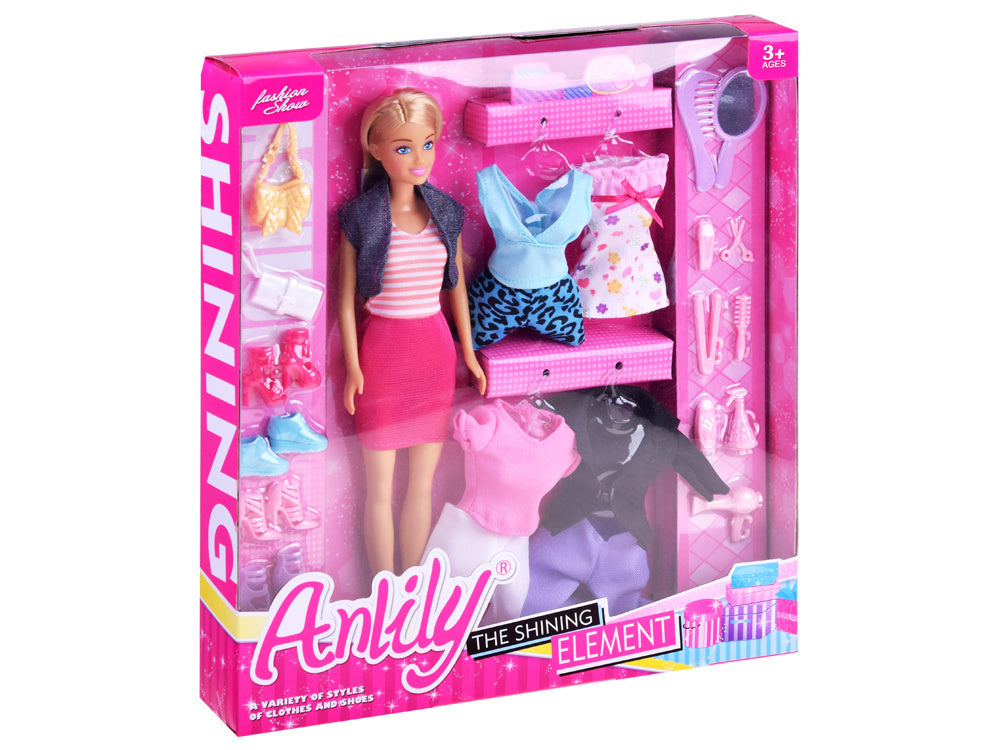 Lėlė su drabužių ir priedų komplektas, Anlily