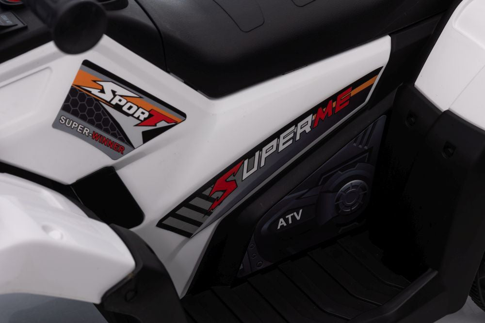 Vienvietis elektrinis keturratis, baltas