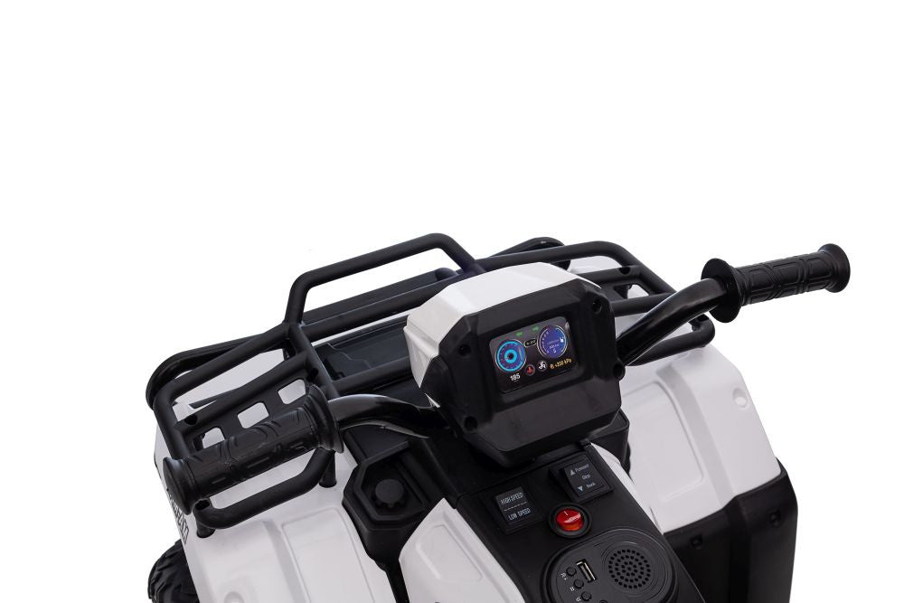 Vienvietis elektrinis keturratis, baltas