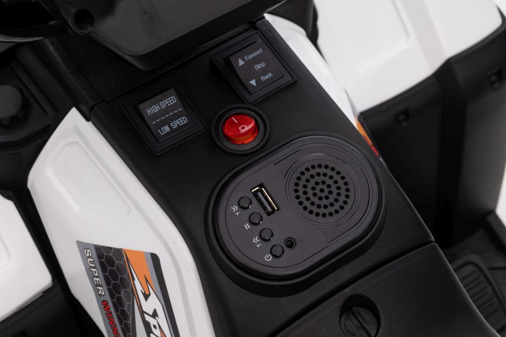 Vienvietis elektrinis keturratis, baltas