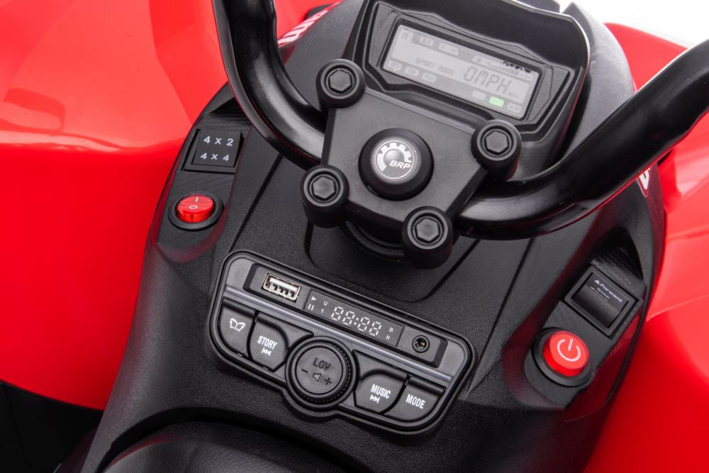 Vienvietis elektrinis keturratis Can-am, raudonas