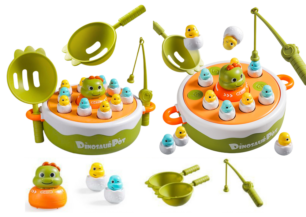 Dinozaurų žvejybos žaidimas vaikams, žalias