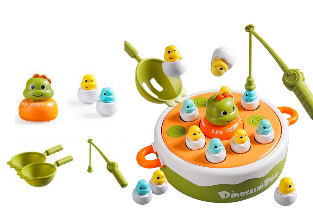 Dinozaurų žvejybos žaidimas vaikams, žalias