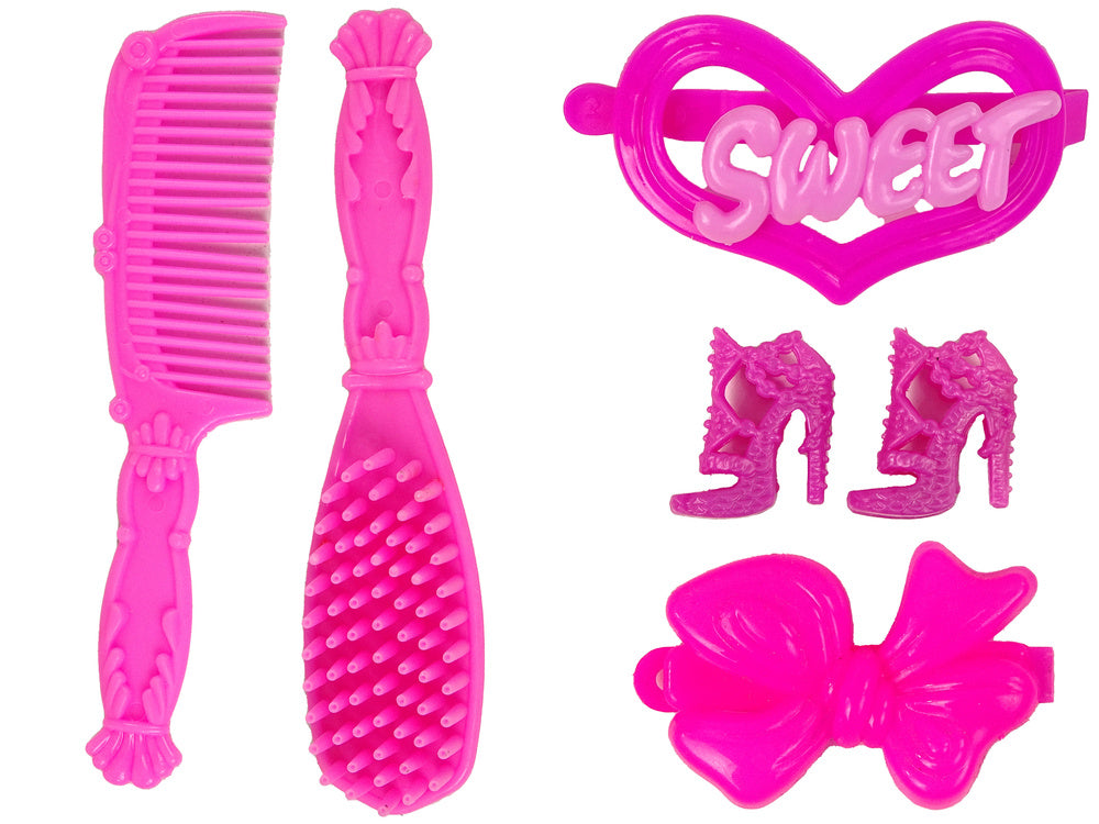 Lėlės su baltu poniu ir priedais rinkinys