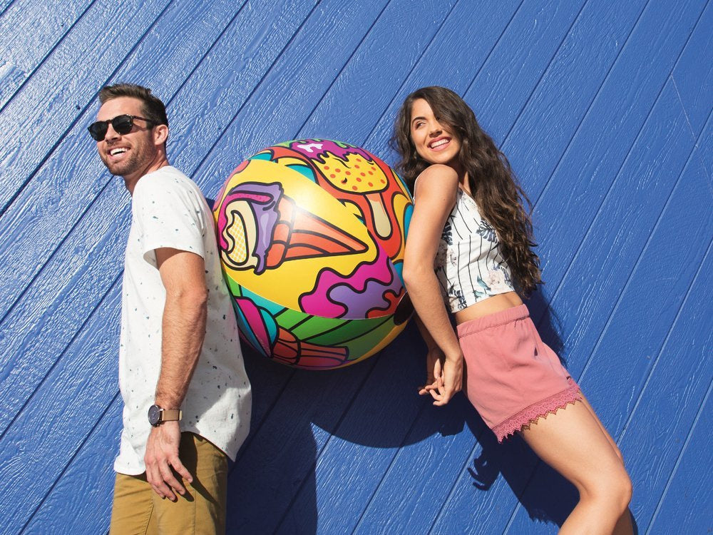 Spalvotas pripučiamas paplūdimio kamuolys 91cm, Bestway