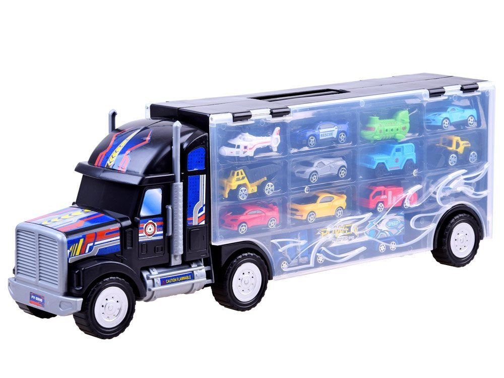 Didelis sunkvežimio komplektas su automobiliais