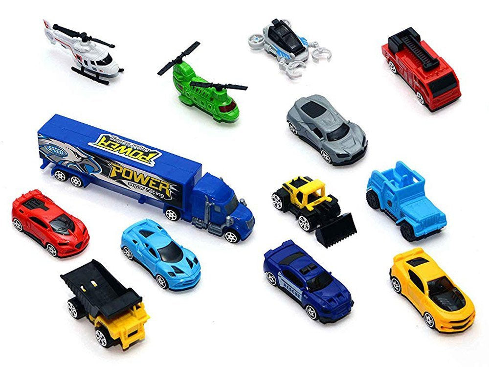 Didelis sunkvežimio komplektas su automobiliais