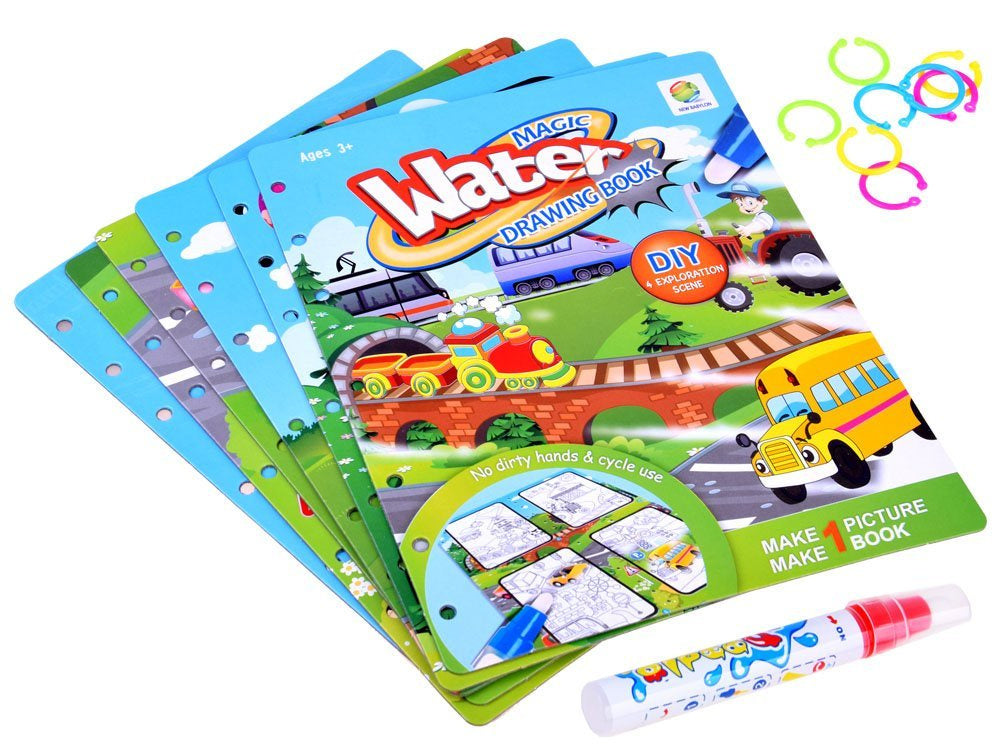 Kūrybinė vandens dažymo knyga su paveikslėliais