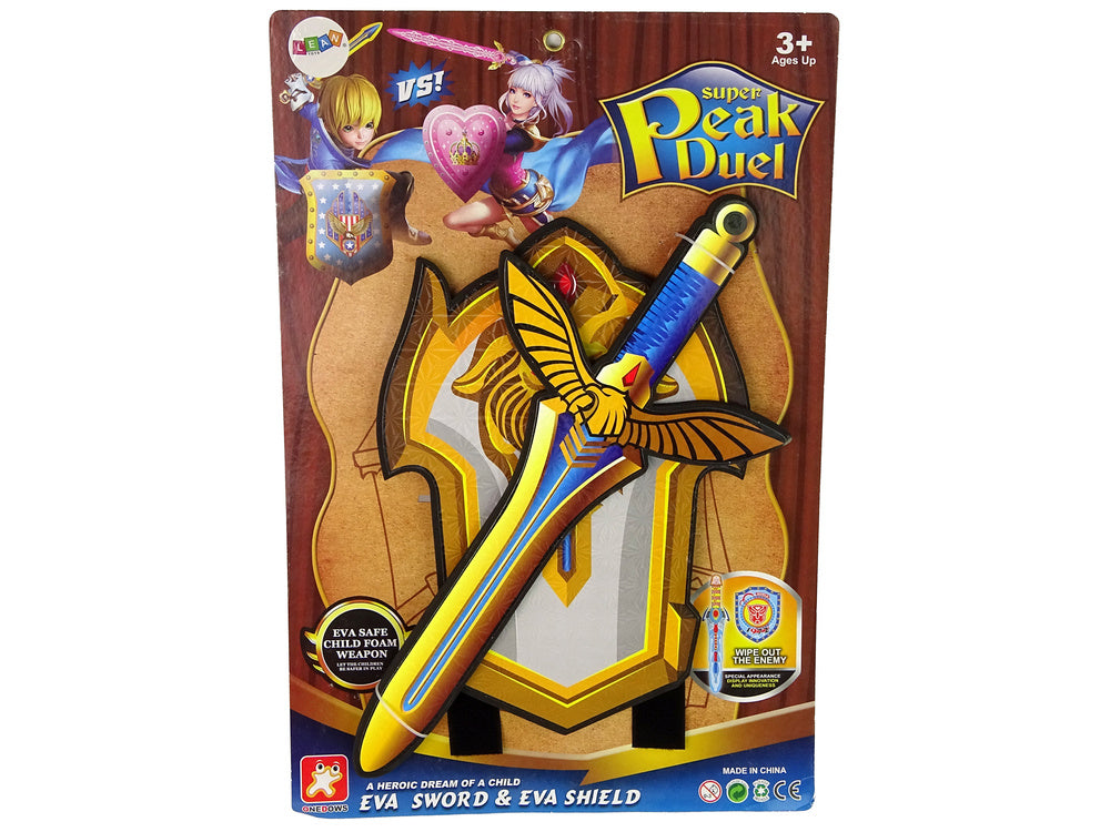 Minkštas kario kalavijo ir skydo rinkinys, geltonas