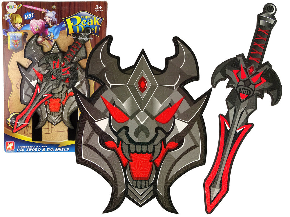 Minkštas kario kalavijo ir skydo rinkinys, raudonas