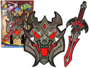 Minkštas kario kalavijo ir skydo rinkinys, raudonas