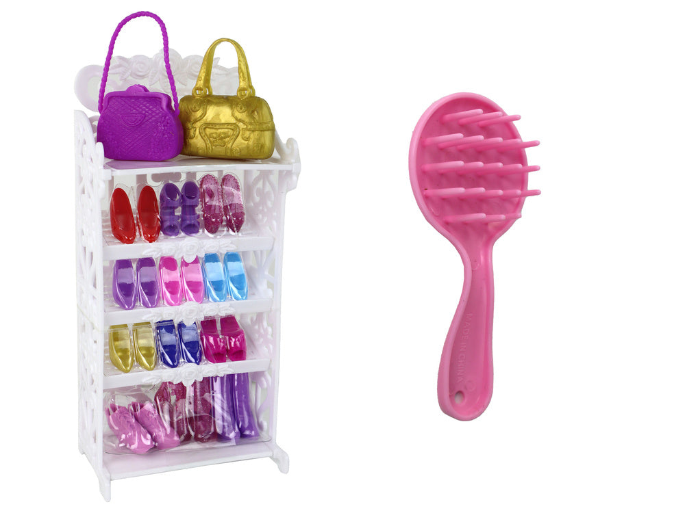 Lėlė su vakarinių suknelių rinkiniu ir priedais