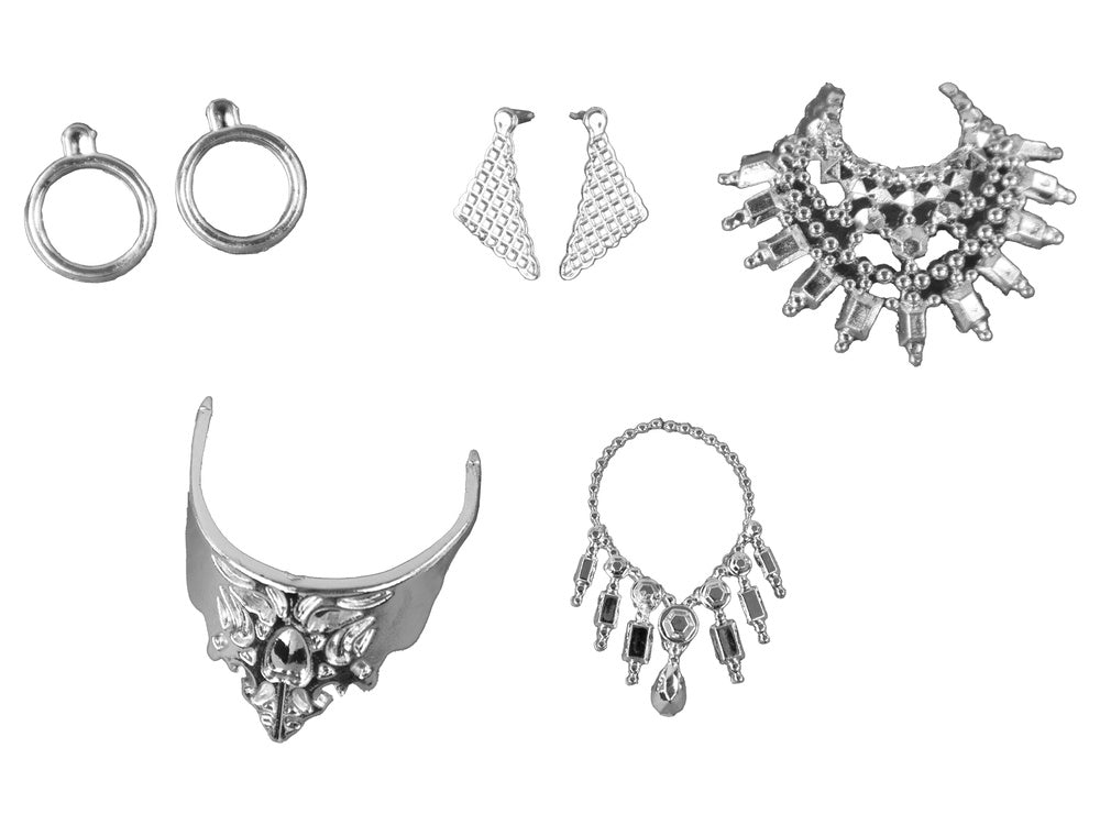 Lėlė su vakarinių suknelių rinkiniu ir priedais