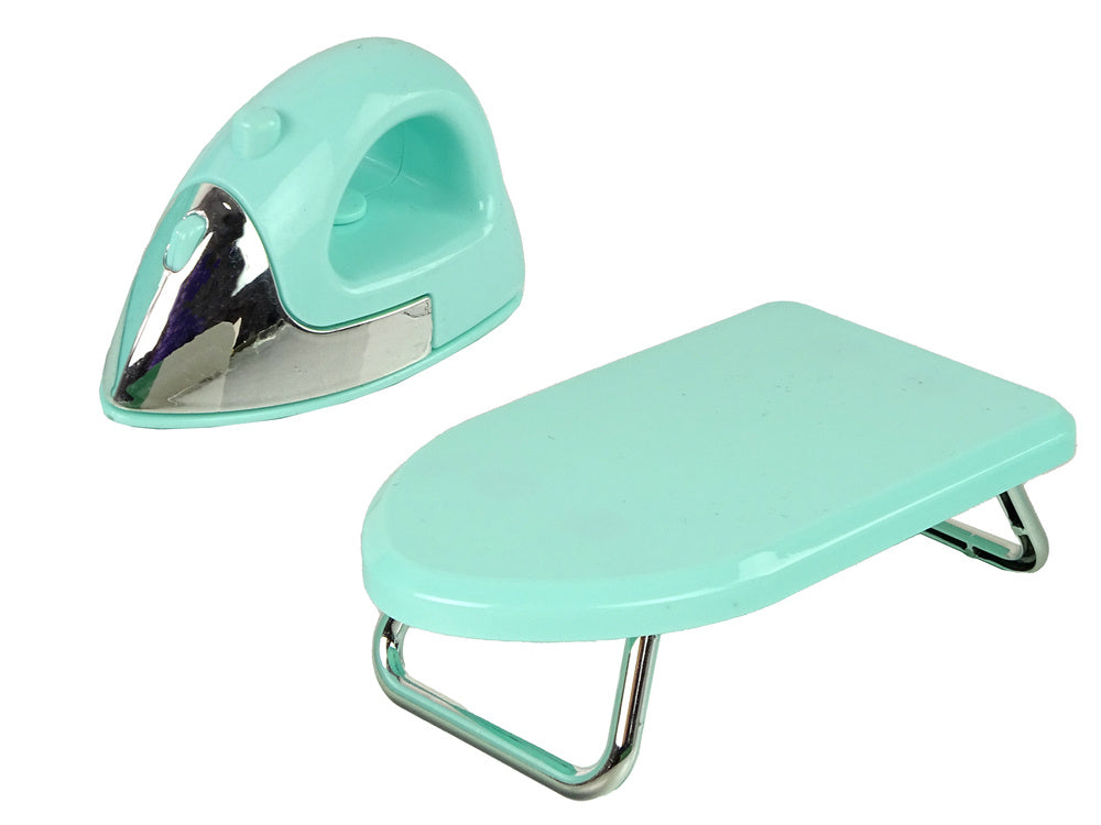 Žaislinės skalbimo mašinos lygintuvo ir pakabų rinkinys, mėtinis