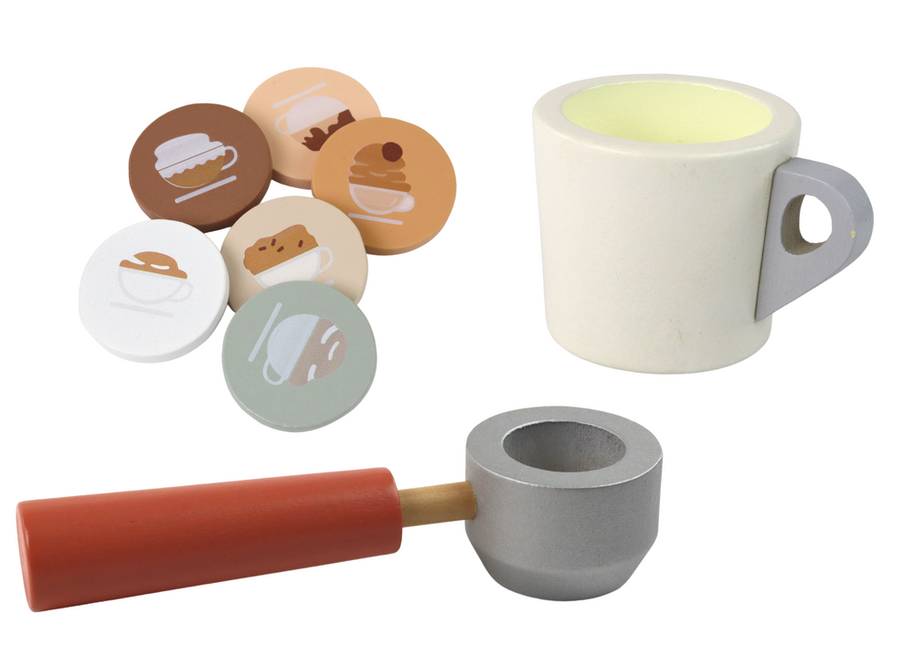 Medinis kavos virimo aparatas vaikams su priedais