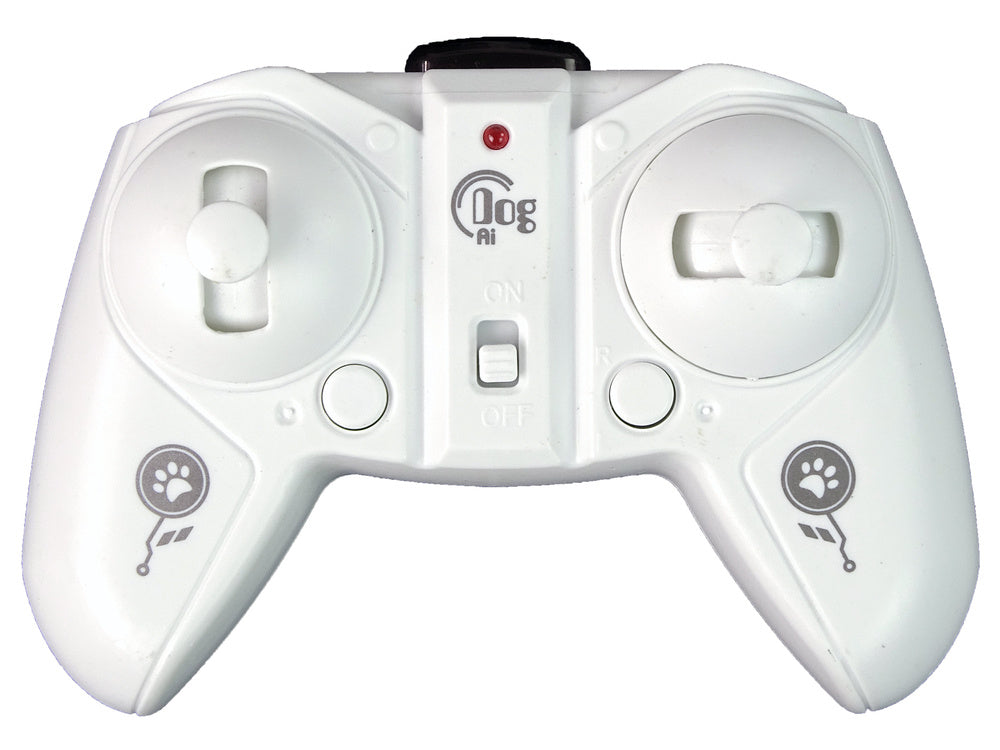 Nuotoliniu būdu valdomas robotas, šuo, baltas